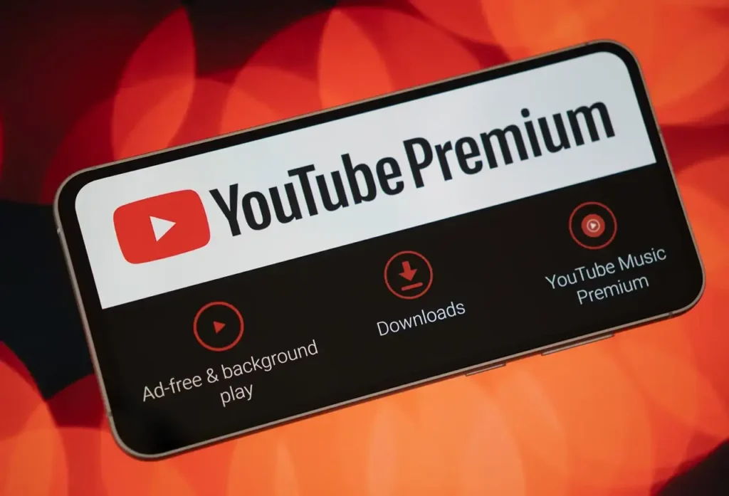 Smartphone Show the YouTube Premium home screen