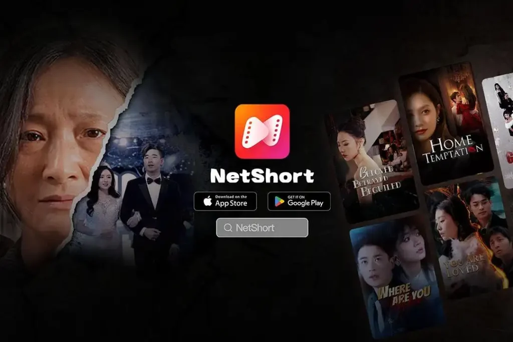 NetShort official logo banner with mobile app store download